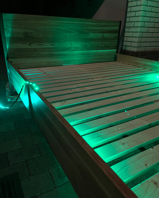 Industrial Oak Bed – Loftbett aus Eiche & Stahl